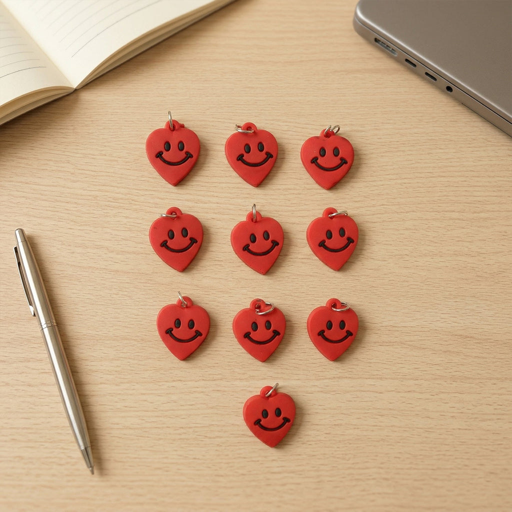 Bright and cheerful heart-shaped smiley keychains