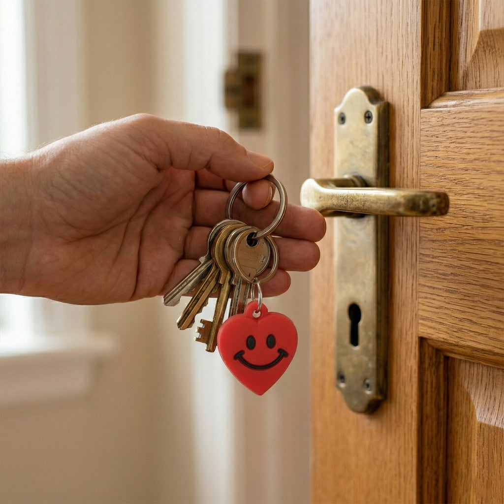 Keychains decorated with fun smiley heart designs