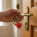 Keychains decorated with fun smiley heart designs