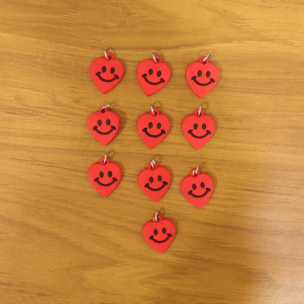 Pair of cute smiley heart keychains for gifts and accessories
