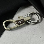 Close-up of premium metal carabiner keychain exhibiting fine craftsmanship