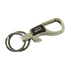 Carabiner keychain held in hand demonstrating portability and size