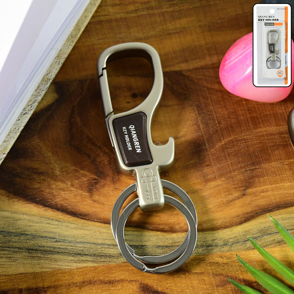Premium metal carabiner keychain with dual key rings for organized key storage