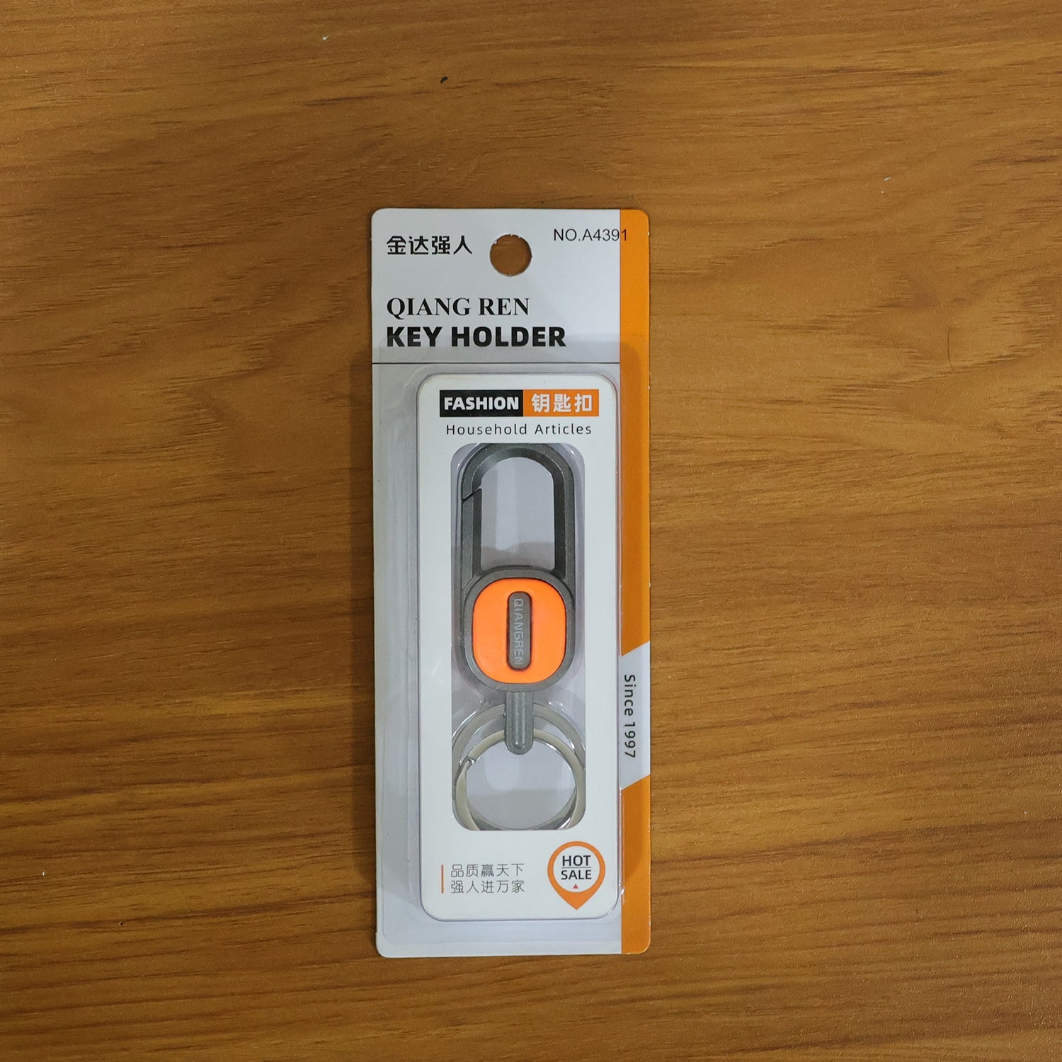 Metal carabiner keychain with multiple keys attached