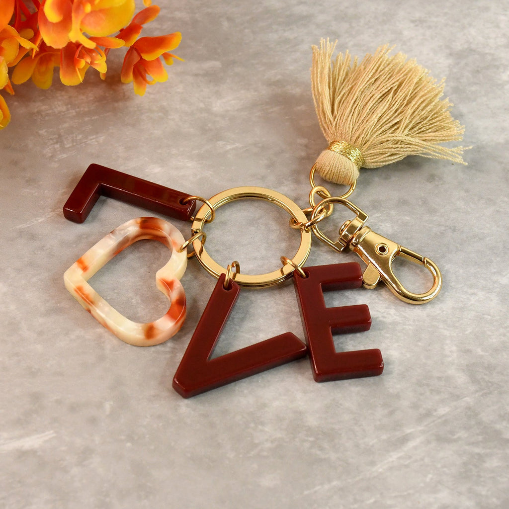 Cute trendy keychain design with mixed material elements