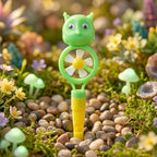 Brightly colored kids toothbrush and accompanying animal whistle toy set