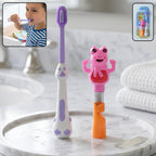 Kids toothbrush set with cartoon spring frog front view
