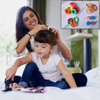 Close-up of the durable transparent storage box ideal for organising all kids' hair accessories.