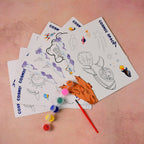 Children using cosmic space themed painting and coloring kit for creative learning