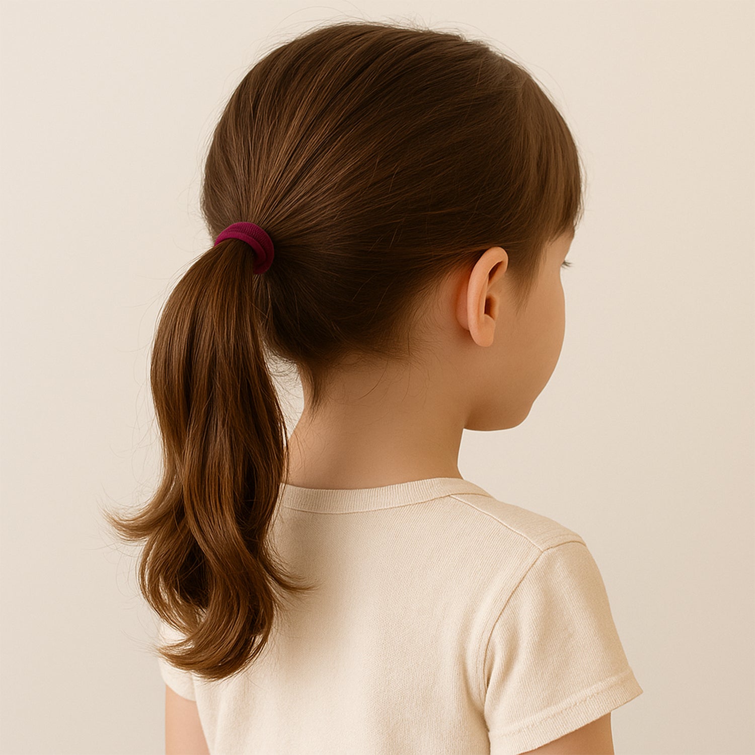 A neatly arranged stack of various coloured small hairbands, highlighting the wide selection in the pack.