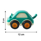 Size comparison of colorful Funwoods Scurry toddler toy cars