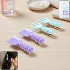 Set of 4 mini tool shape hair clips with fork and spade designs
