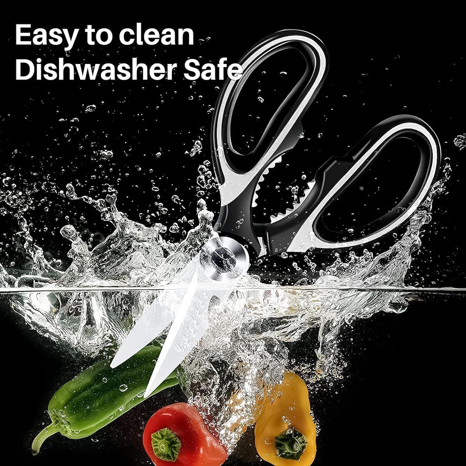 Retail packaging for the versatile  Multi-Function Kitchen Scissor.