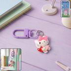 Cartoon style keychain featuring heart and bow design