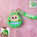 Cartoon coin pouch with keychain and wrist strap in cute character design