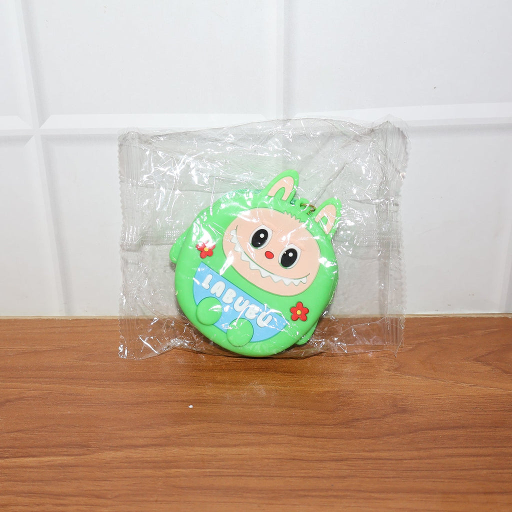 Cartoon coin pouch placed in a lifestyle setting showing portability