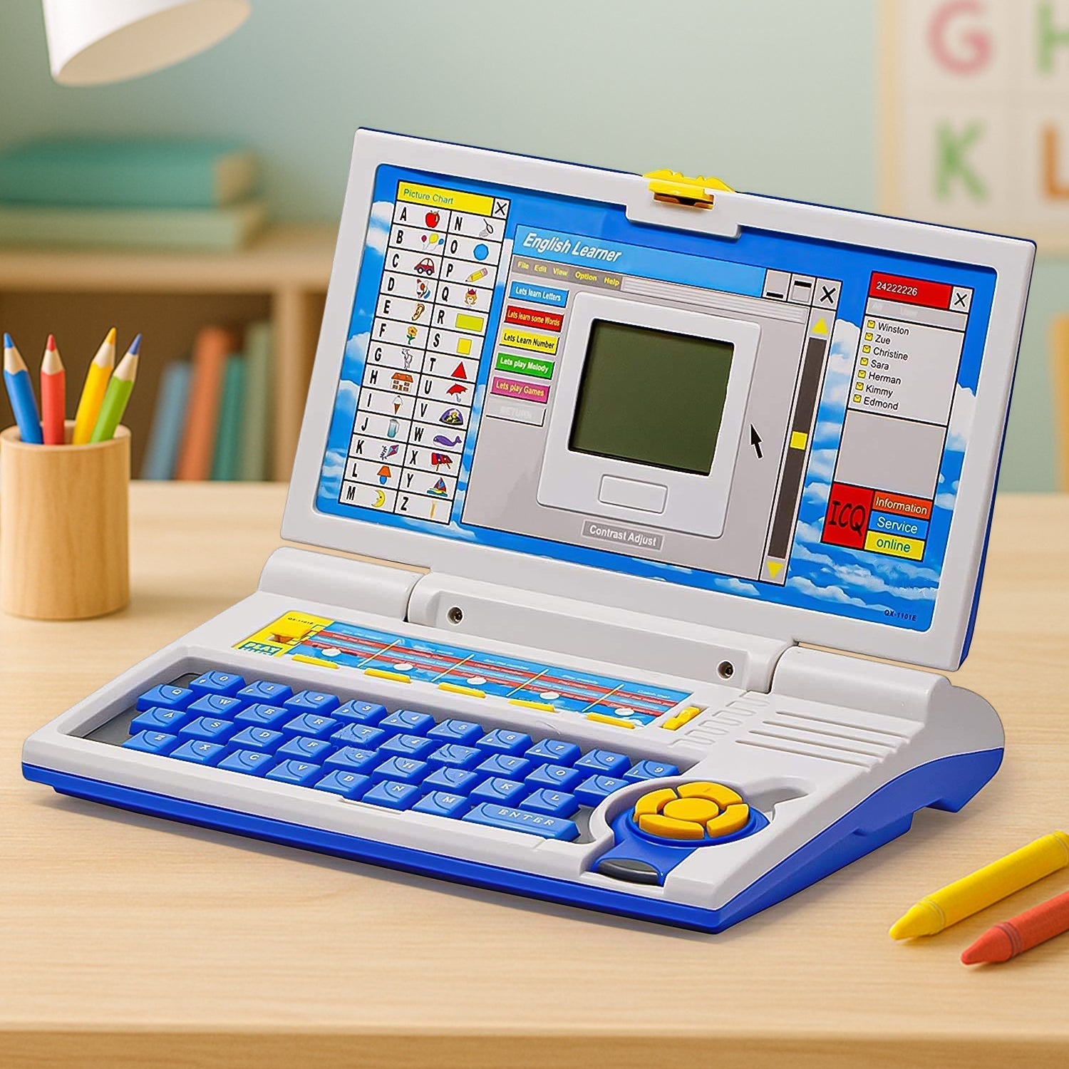 Colorful English Learner Laptop Toy with interactive keys and screen