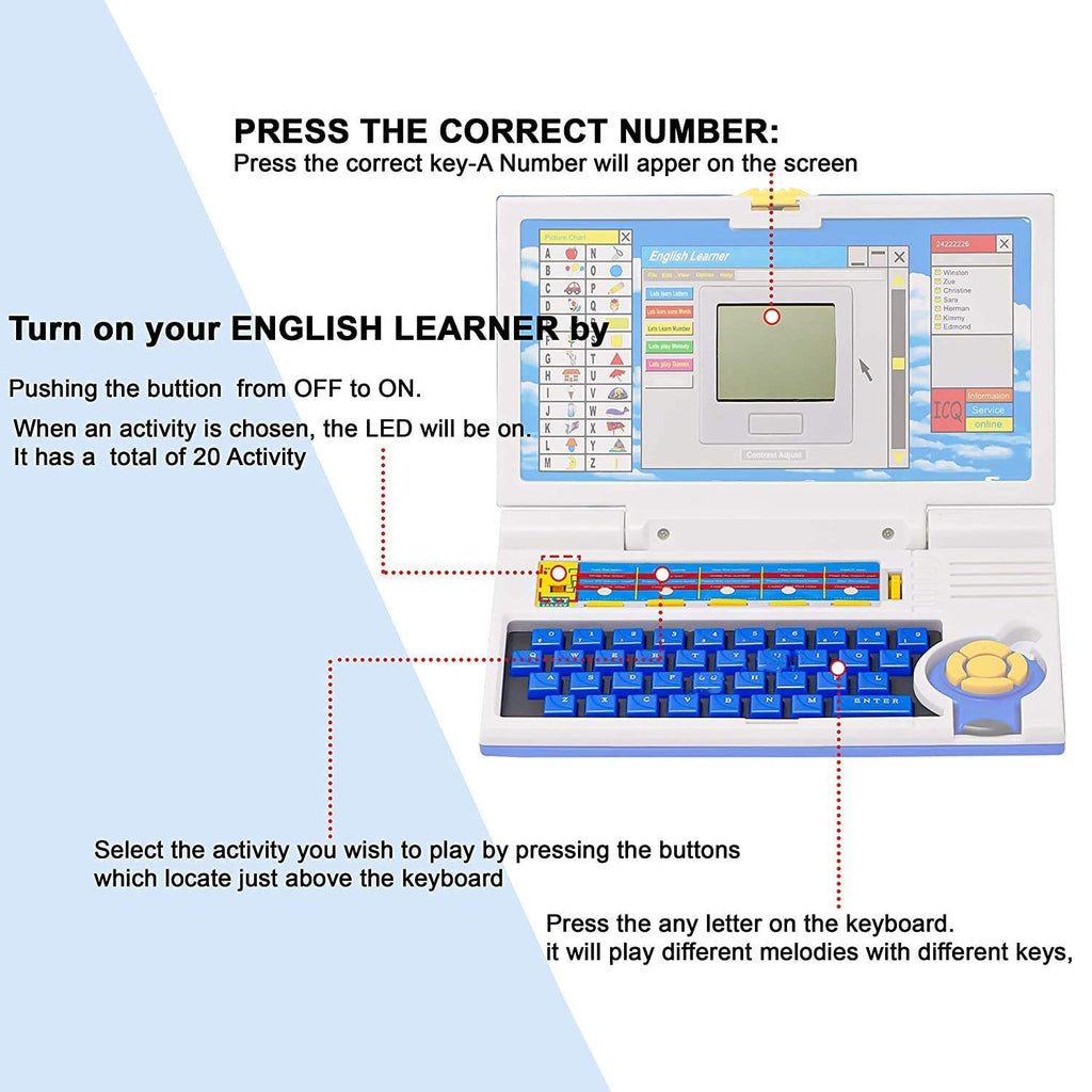 Close-up view of keyboard on the English Learner Laptop Toy