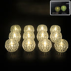 Set of 12 crystal style LED decorative lamps with warm yellow glow