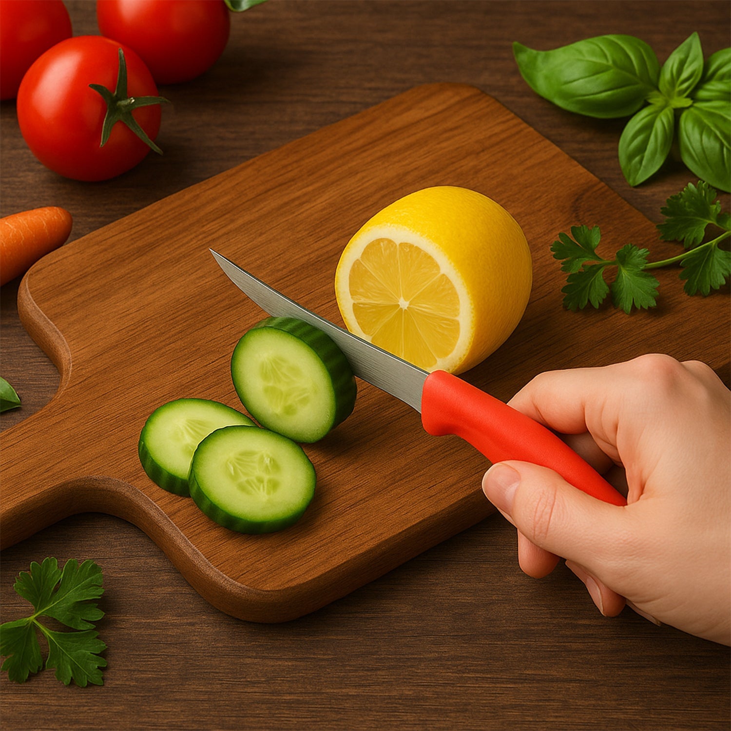 Ergonomic lemon knife from 10-piece stainless steel kitchen knife set