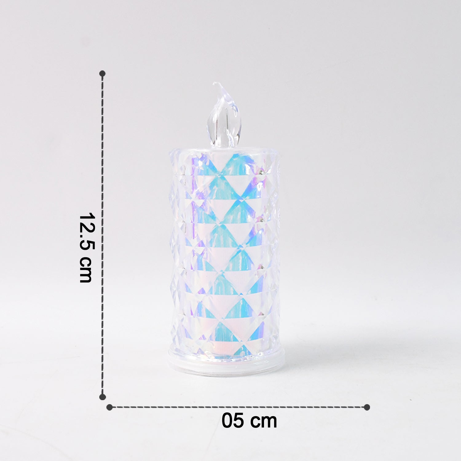 Battery operated LED candle lights with holographic effect illuminating softly