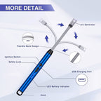 Long neck metal USB rechargeable electric arc lighter for easy access in tight spaces