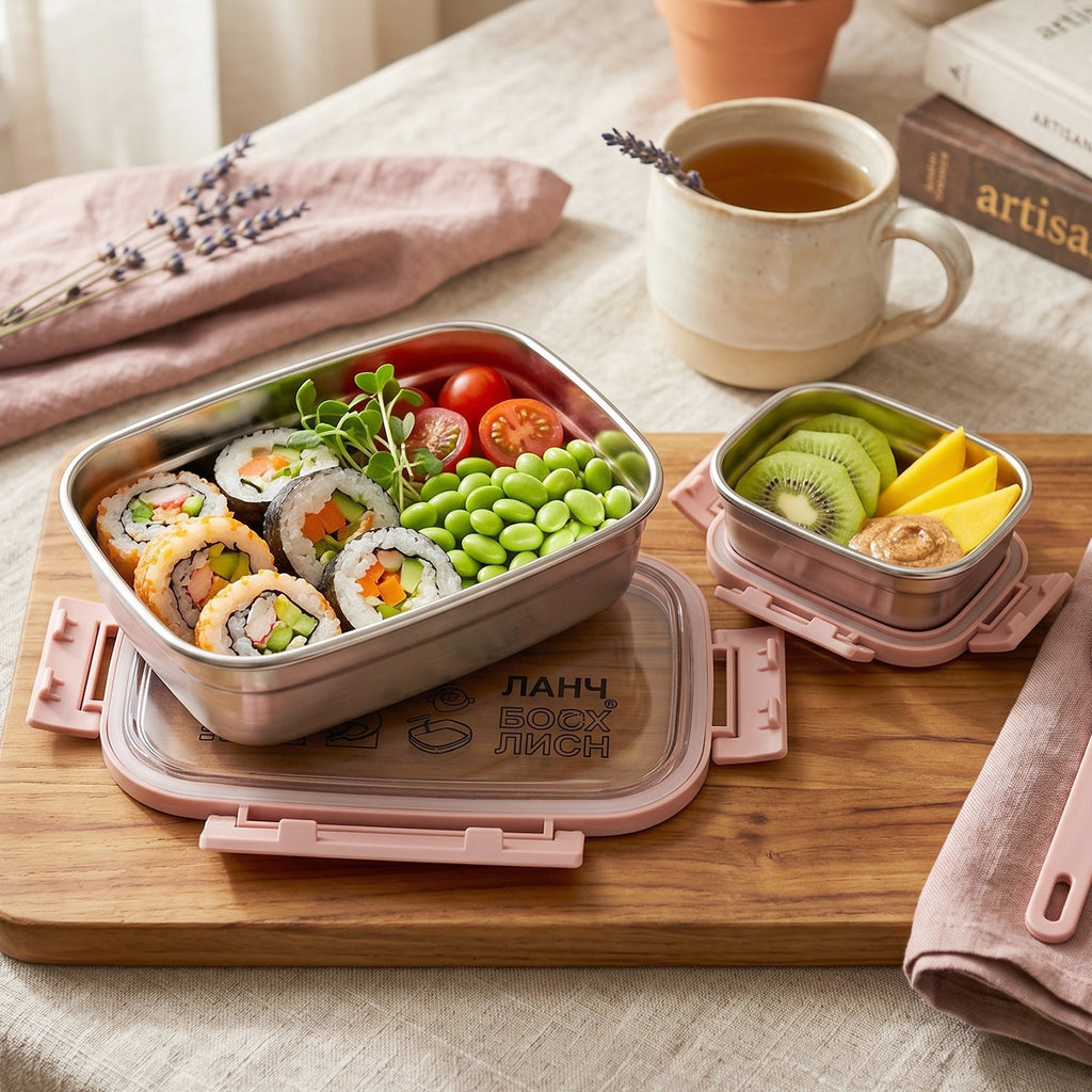 Durable stainless steel lunch box for kids with main container