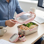 Stainless steel lunch box with secure locking lid