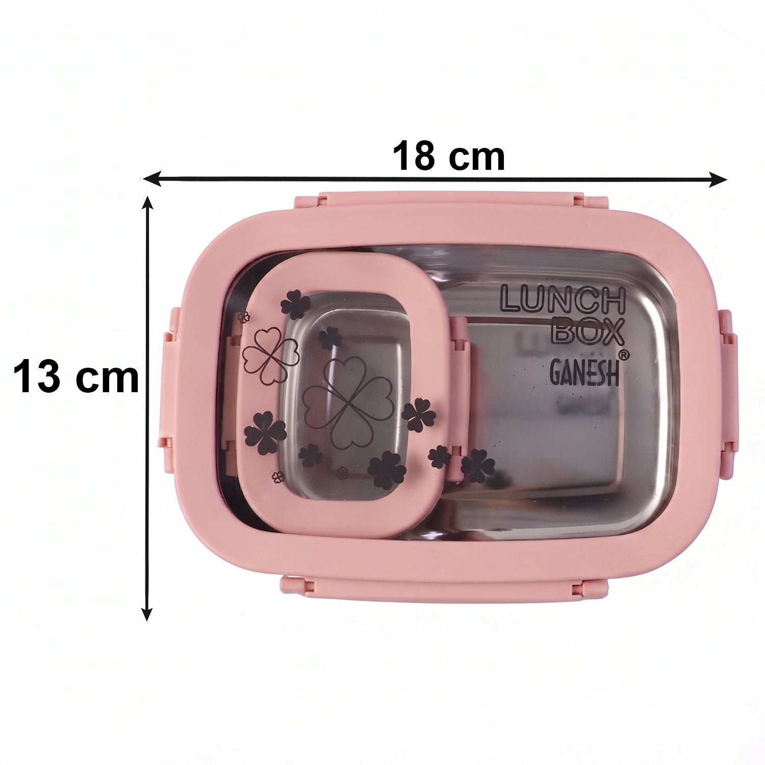 Main container view of stainless steel kids lunch box, ready for food
