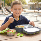 Stainless steel lunch box with handle, suitable for school and travel