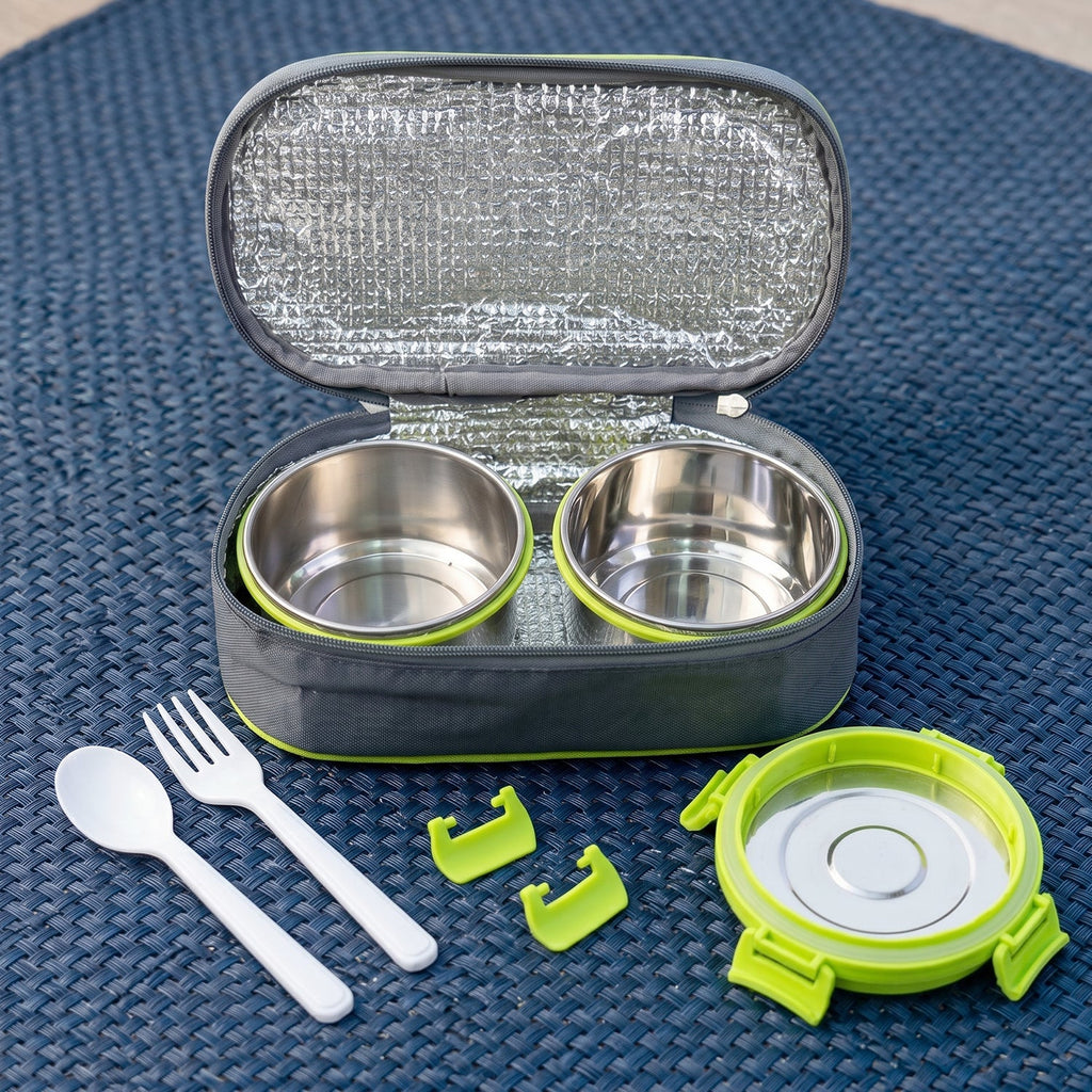 Travel & outdoor insulated stainless steel lunch box set
