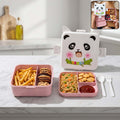 Cute panda kids lunch box with compartments and utensils
