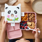 Kids lunch box with compartments, panda face design