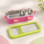 Colorful stainless steel lunch box with compartments for kids and adults