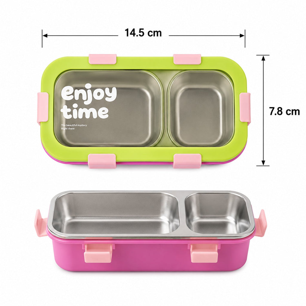 Durable stainless steel lunch box with secure clasps