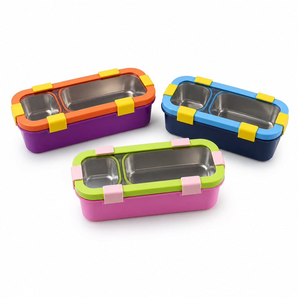 Portable stainless steel lunch box ideal for school and office