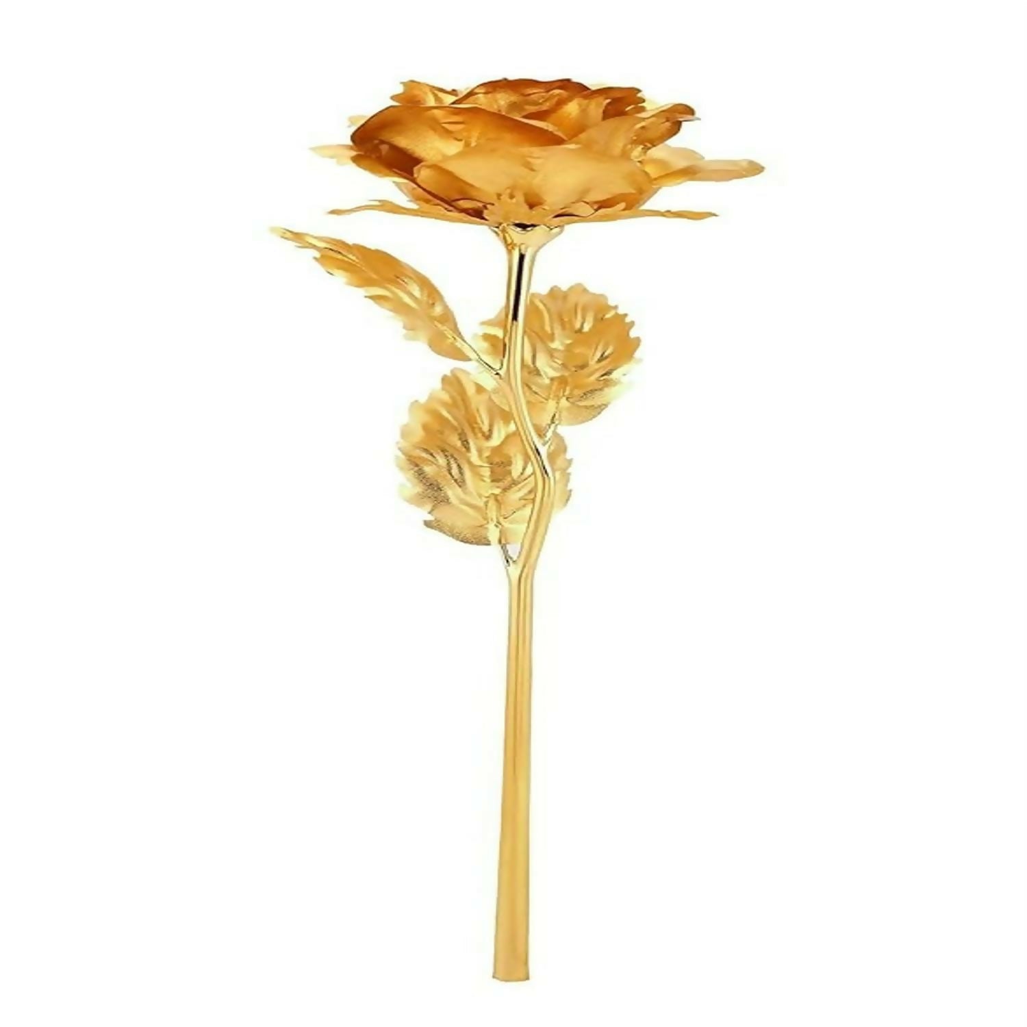 Artificial golden rose arranged in elegant gift box