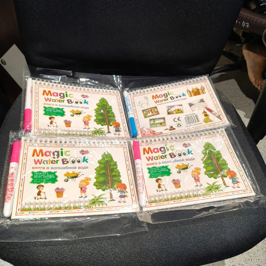 Packaging of four-piece magic water drawing book set, perfect for gifting