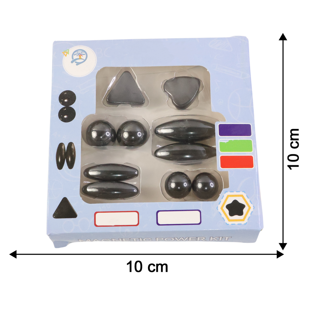 Magnetic Power Kit STEM toy showing dimensions and size layout
