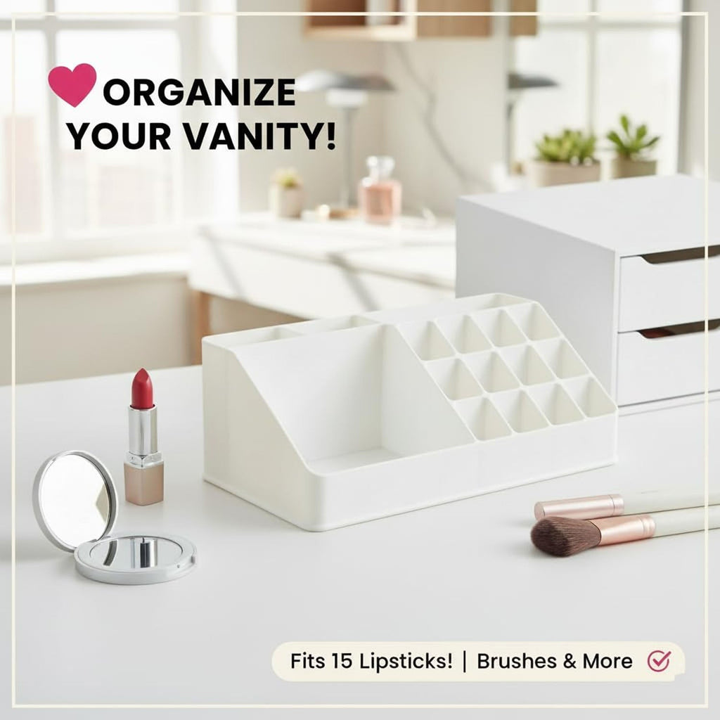 Side profile of the transparent PS plastic makeup organiser box.