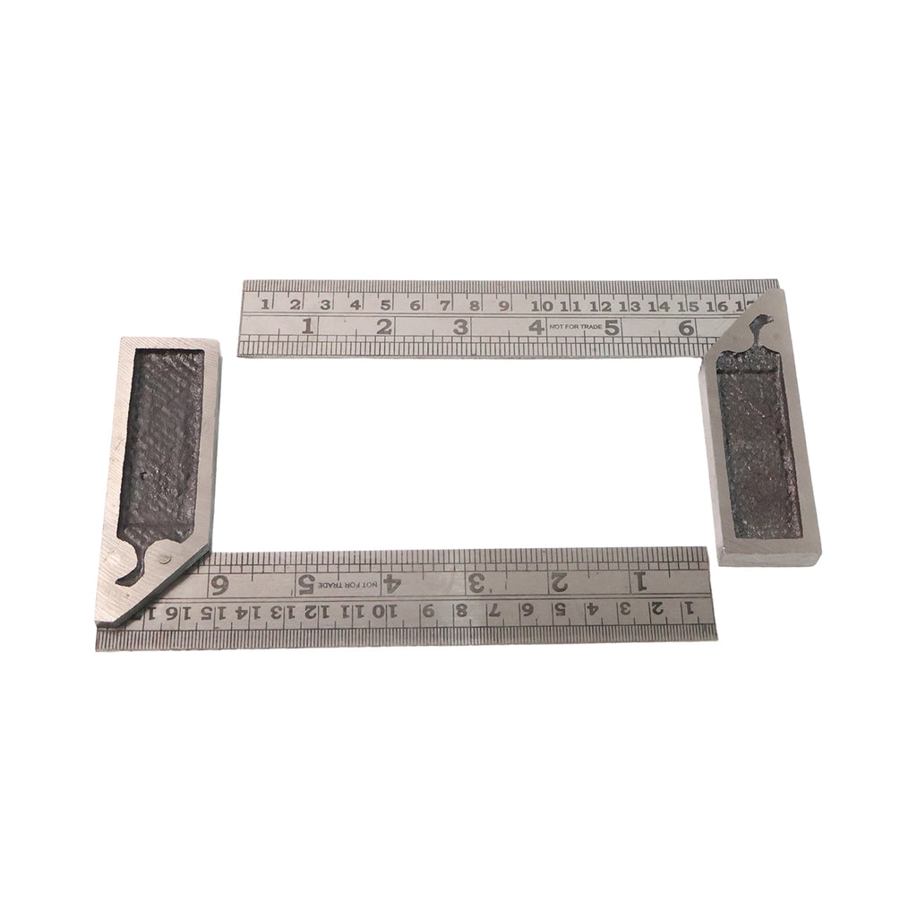 Precision measurement using metal try square ruler to check right angles accurately