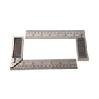 Precision measurement using metal try square ruler to check right angles accurately
