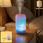 Portable Mini Humidifier emitting a cool mist for improved air quality.