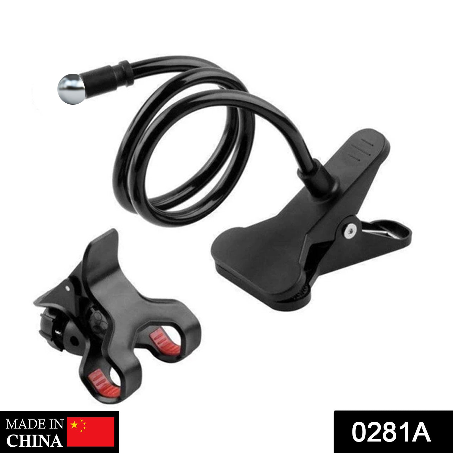 Portable mobile holder in metal, adjustable for various surfaces.
