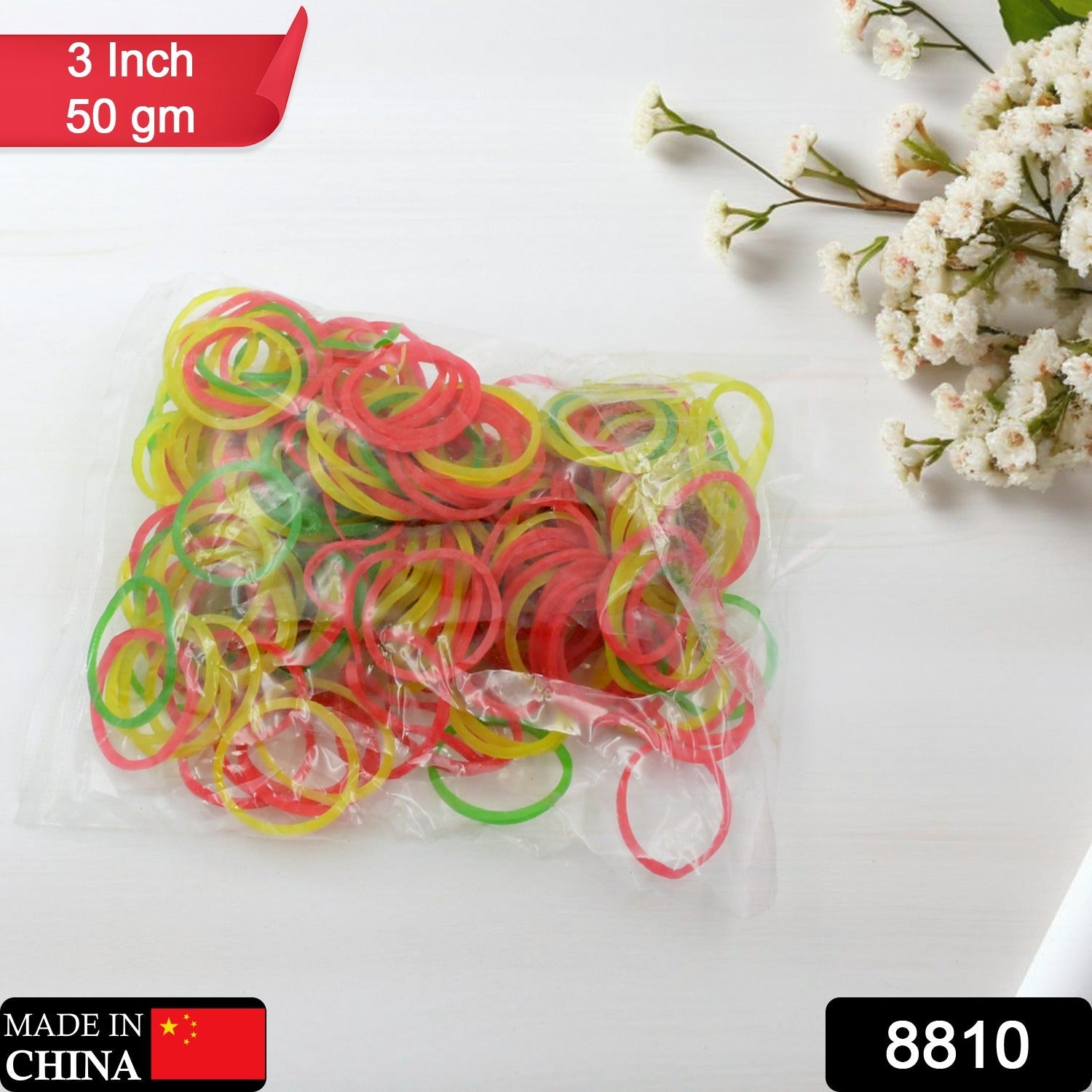 Durable nylon elastic bands in assorted colours, perfect for multiple uses.