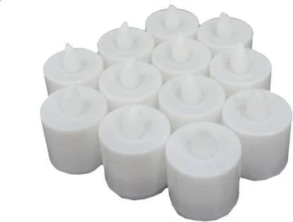 Safe, battery-operated white LED tealight candles for Diwali celebrations.