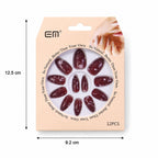 Long coffin press-on nail with charming 3D butterfly embellishment in detail