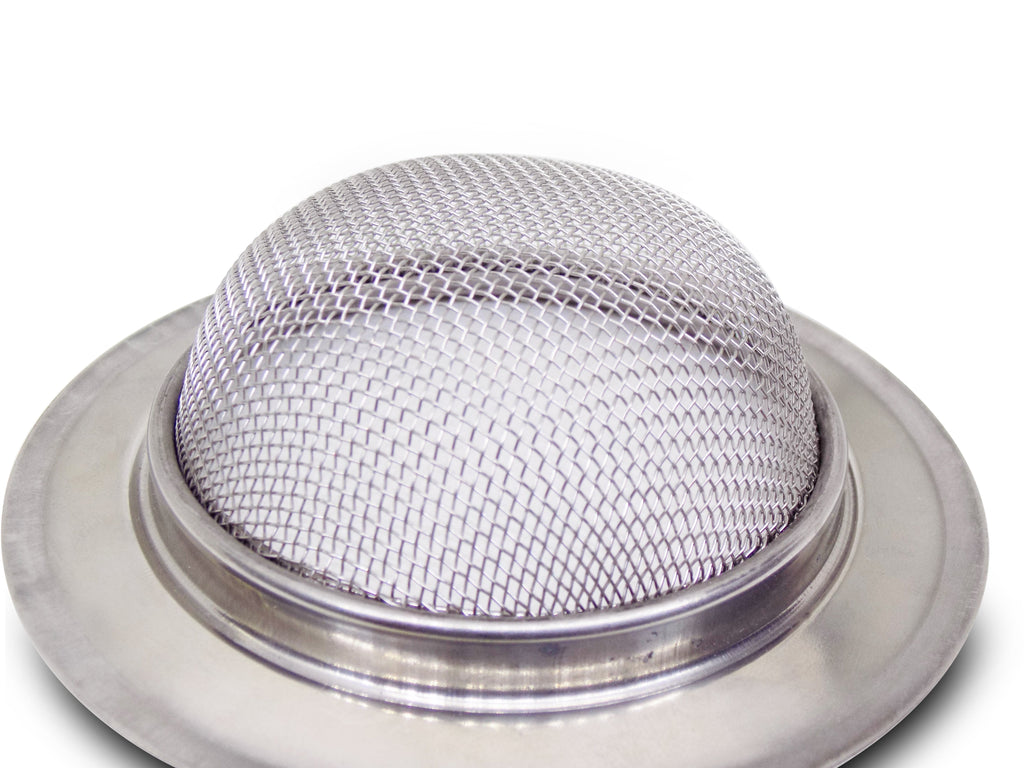 Shiny stainless steel sink jali from Indo Glow, showcasing its durable and rust-proof design.