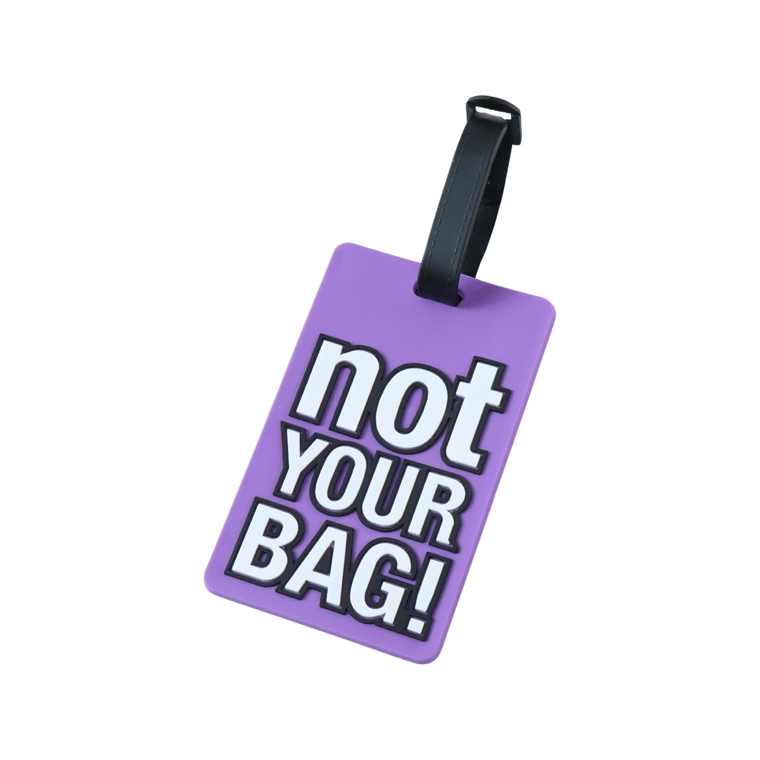 travel bag identifier tag with bold message