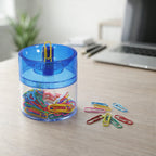 Compact magnetic clip storage container for desk organization